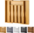 ORIDOM Expandable Bamboo Cutlery Drawer Organizer, 5-7 Slots, Natural