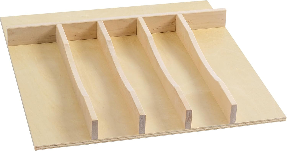 WelFurGeer Solid Birch Wood Silverware Drawer Organizer, Large Utensil Tray