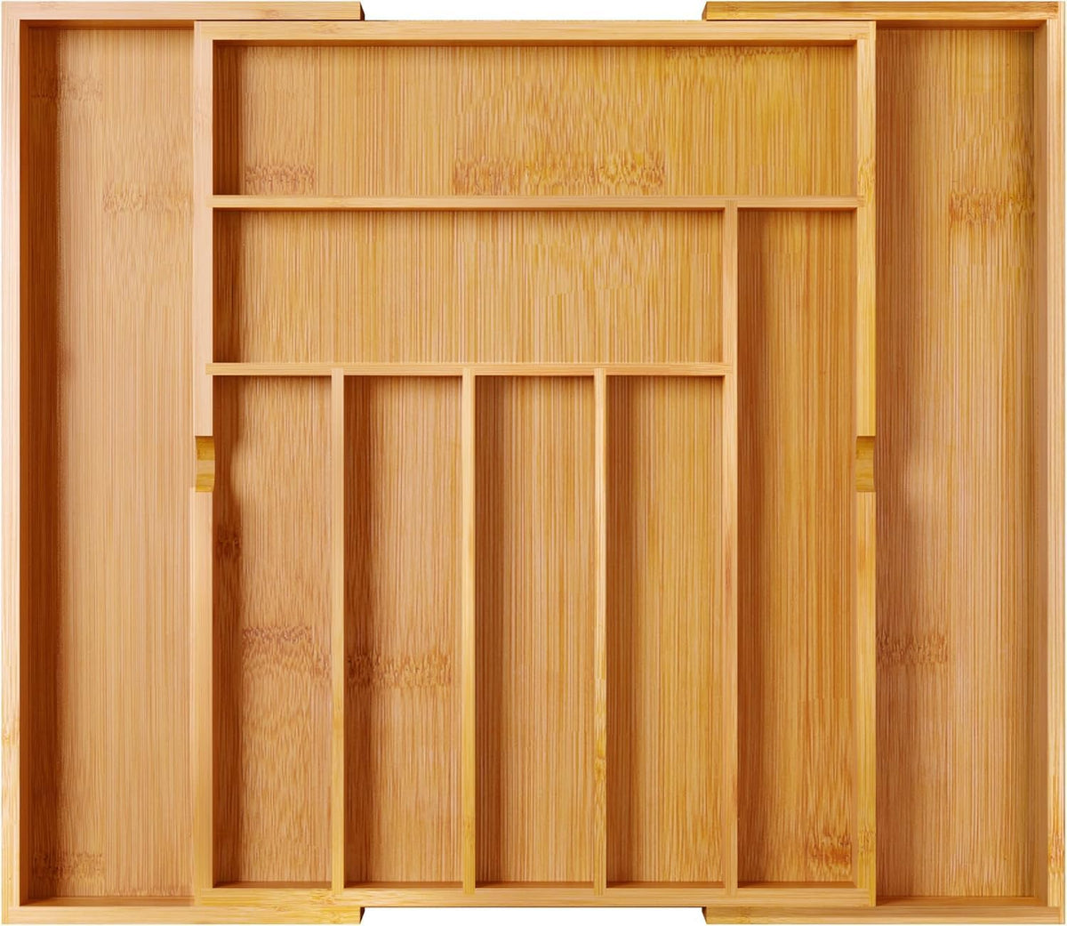 BAMEOS Expandable Bamboo Drawer Organizer with Removable Dividers, 9 Compartments