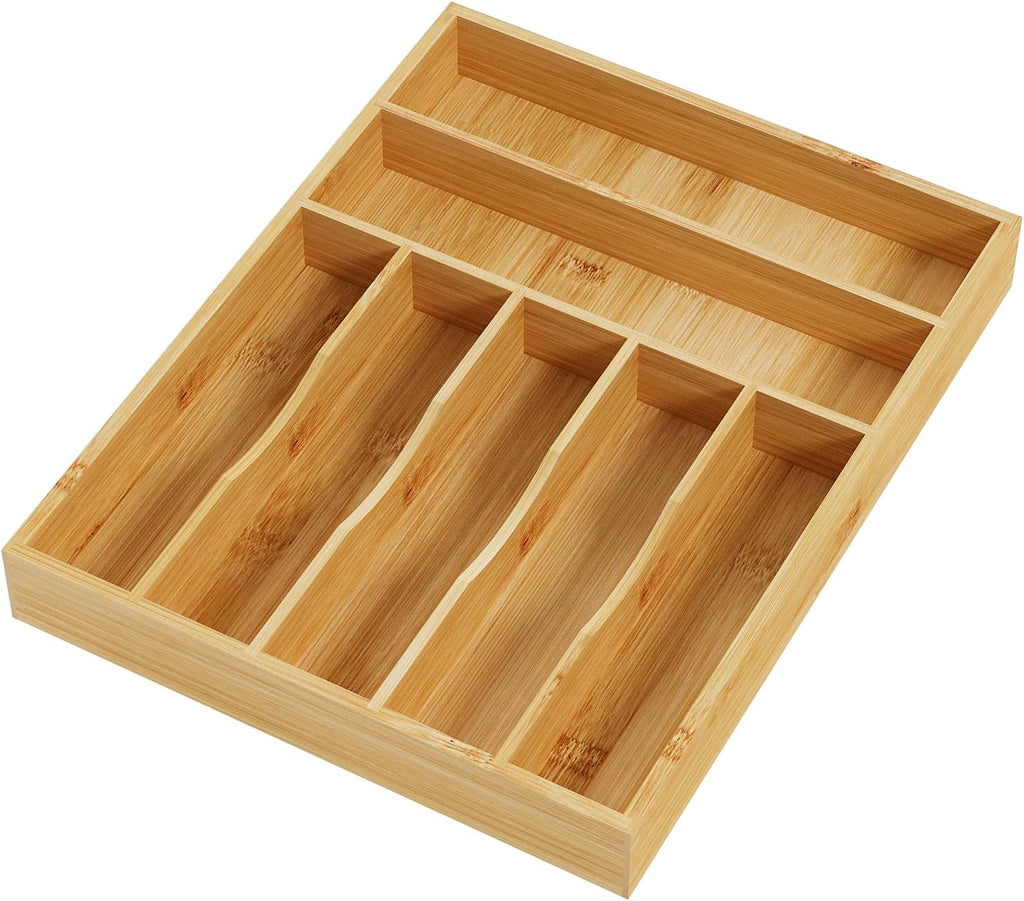 BAMEOS Expandable Bamboo Drawer Organizer with Removable Dividers, 9 Compartments