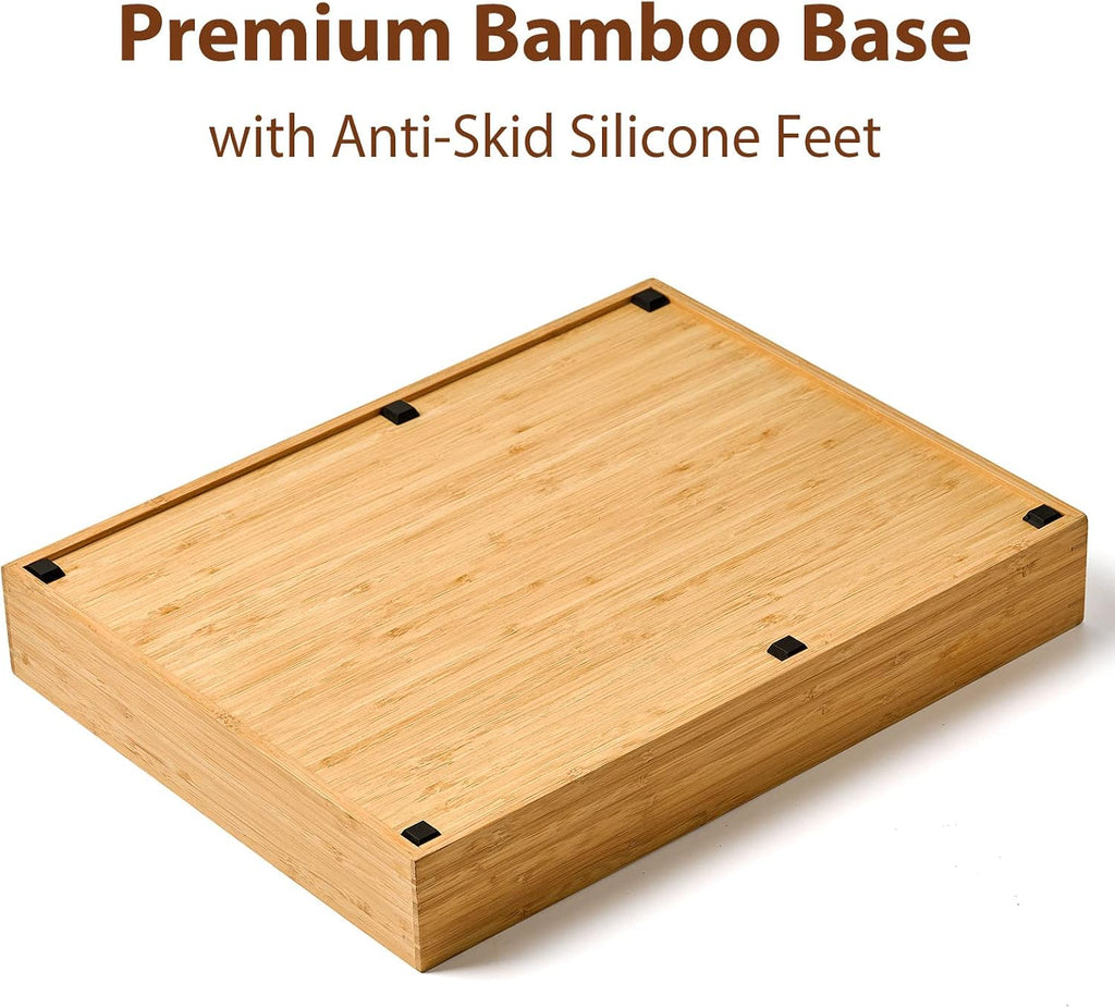 Umilife Bamboo Kitchen Drawer Organizer, 13" Wide, 7 Extra-Deep Slots, Natural