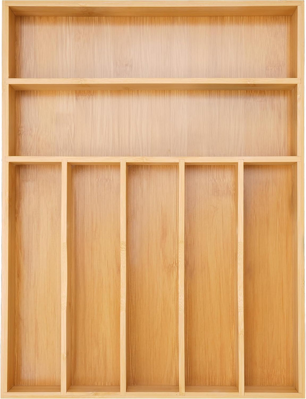 Besilord Bamboo Silverware Organizer, 7 Compartments, Natural