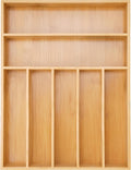 Besilord Bamboo Silverware Organizer, 7 Compartments, Natural