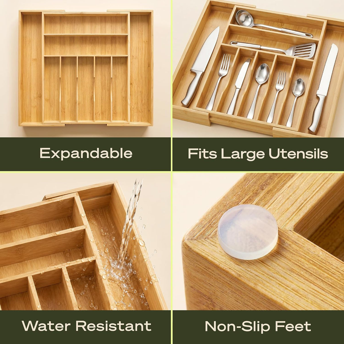 Royal Craft Wood Expandable Bamboo Kitchen Drawer Organizer, 9 Slots