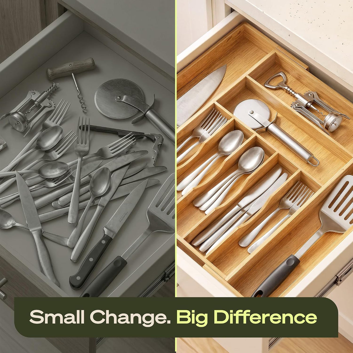Royal Craft Wood Expandable Bamboo Kitchen Drawer Organizer, 9 Slots