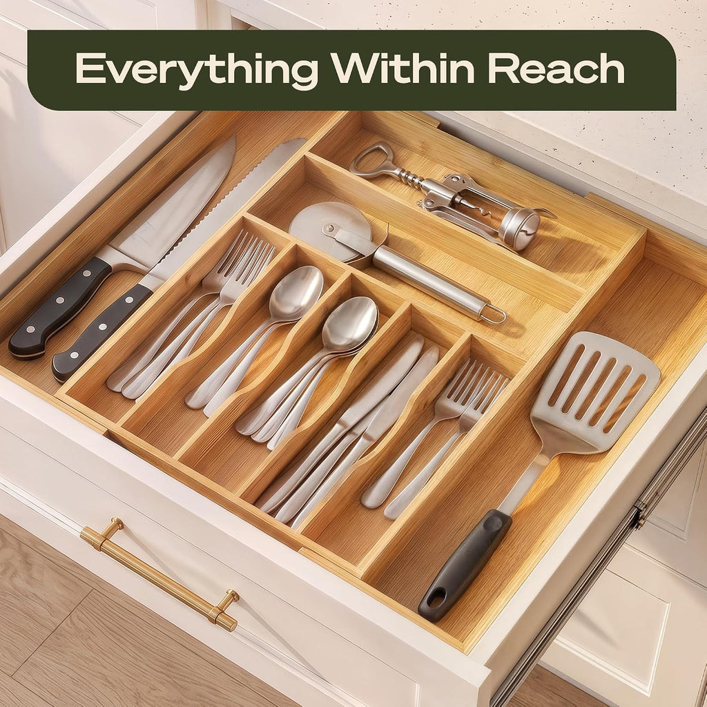 Royal Craft Wood Expandable Bamboo Kitchen Drawer Organizer, 9 Slots