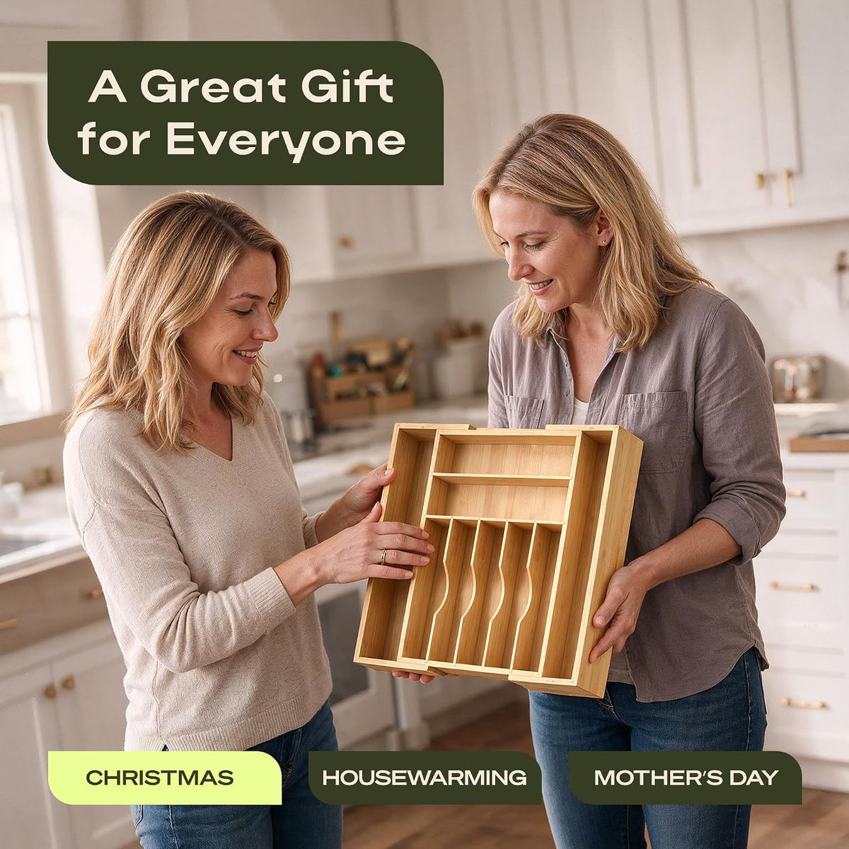 Royal Craft Wood Expandable Bamboo Kitchen Drawer Organizer, 9 Slots