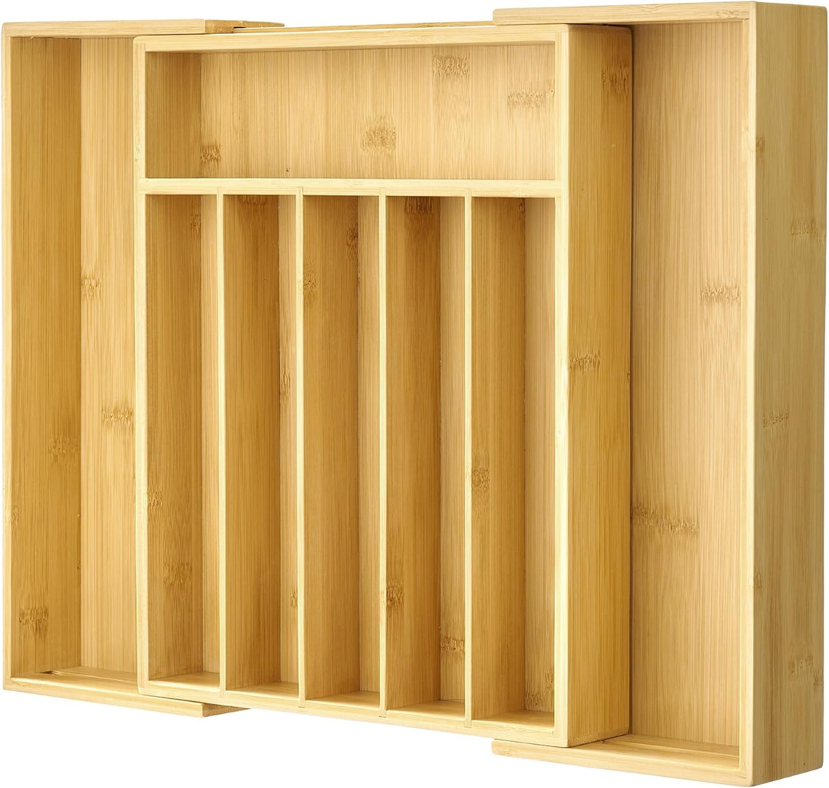 Vtopmart Expandable Bamboo Silverware Organizer, Large, 6-8 Compartments