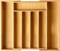 Bellsal Expandable Bamboo Silverware Drawer Organizer, 5-7 Slots, Natural