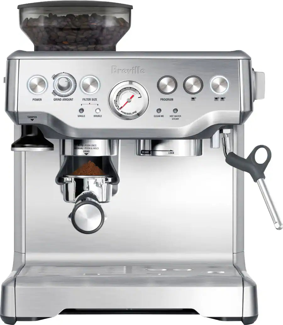 Breville the Barista Express Espresso Machine with 15 Bars of Pressure, Milk Frother and Integrated Grinder - Stainless Steel