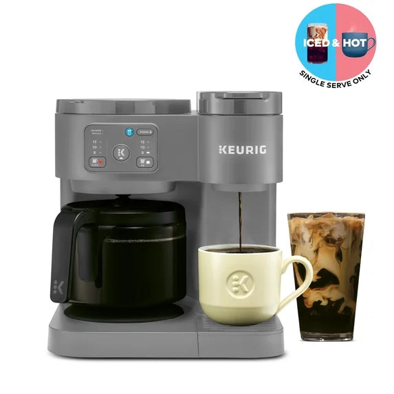 Keurig K-Duo Essentials Hot and Iced Single-Serve K-Cup Pod Coffee Maker and Carafe - Moonlight Grey