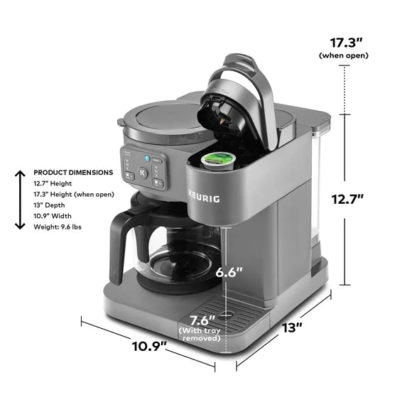 Keurig K-Duo Essentials Hot and Iced Single-Serve K-Cup Pod Coffee Maker and Carafe - Moonlight Grey