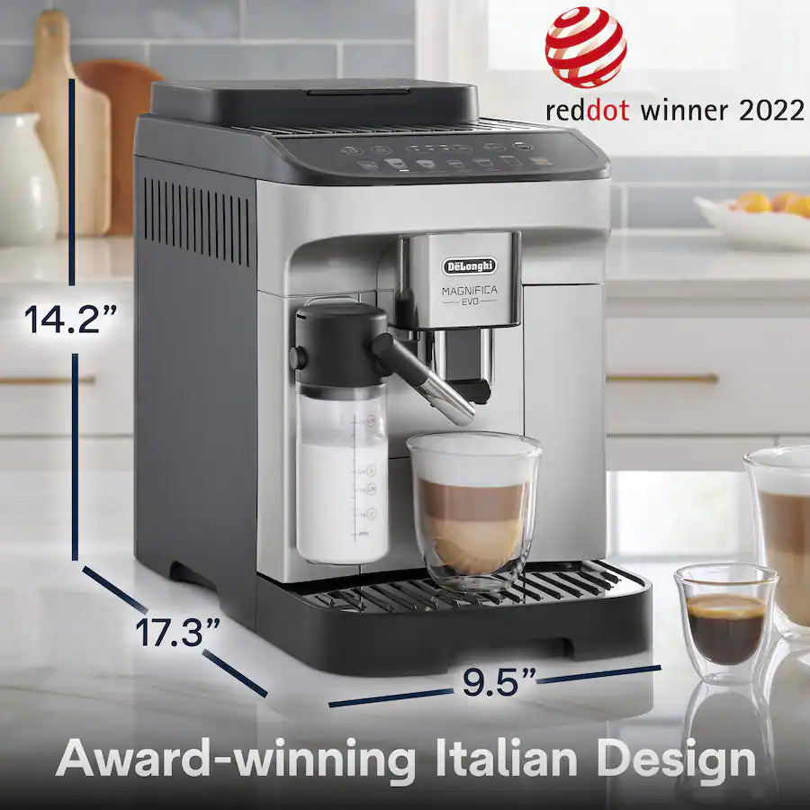 De'Longhi Magnifica Evo Espresso Machine with Automatic Milk Frother for Hot and Iced Lattes, Coffee and More - Silver