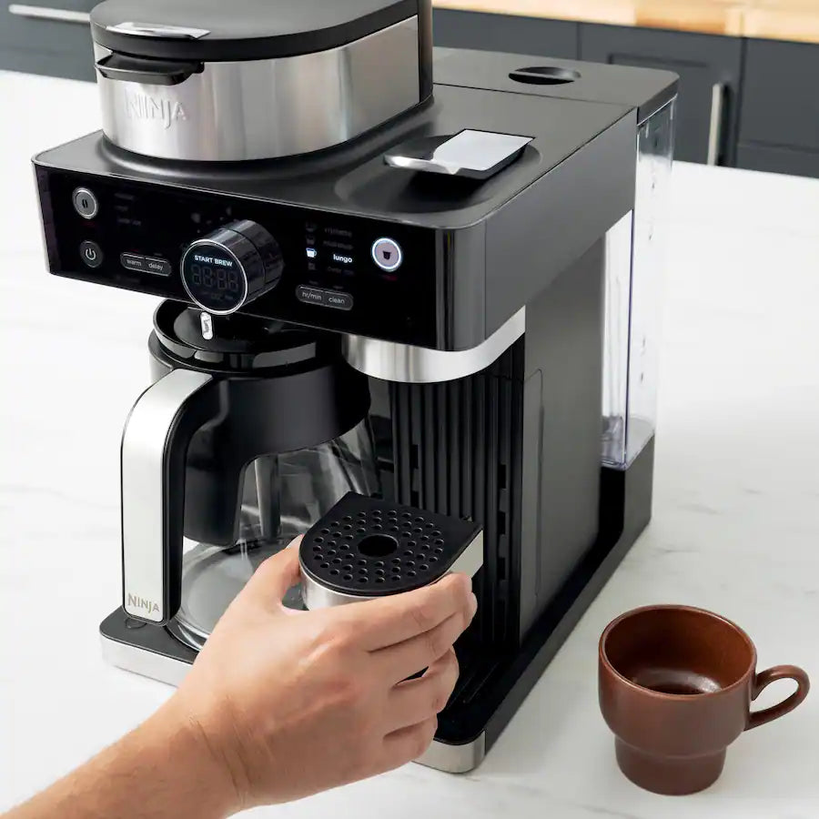 Ninja Espresso and Coffee Barista System, Single Serve and Nespresso, with 12-Cup Carafe - Black
