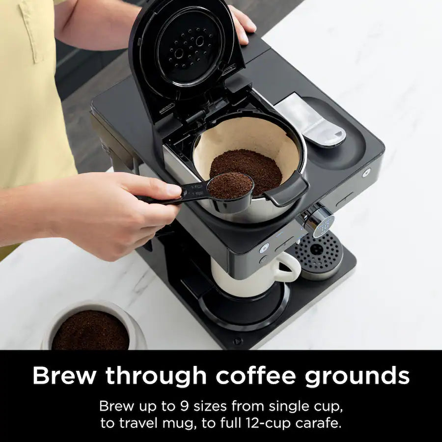 Ninja Espresso and Coffee Barista System, Single Serve and Nespresso, with 12-Cup Carafe - Black