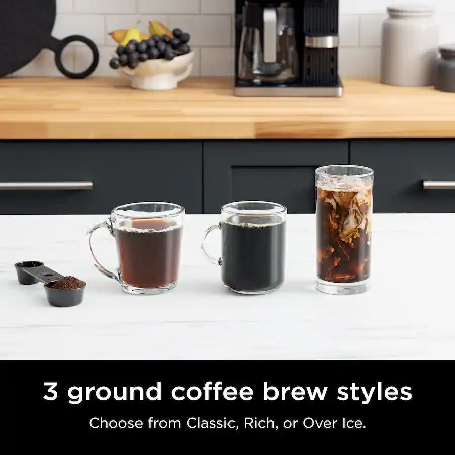 Ninja Espresso and Coffee Barista System, Single Serve and Nespresso, with 12-Cup Carafe - Black