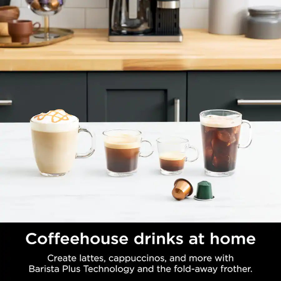 Ninja Espresso and Coffee Barista System, Single Serve and Nespresso, with 12-Cup Carafe - Black
