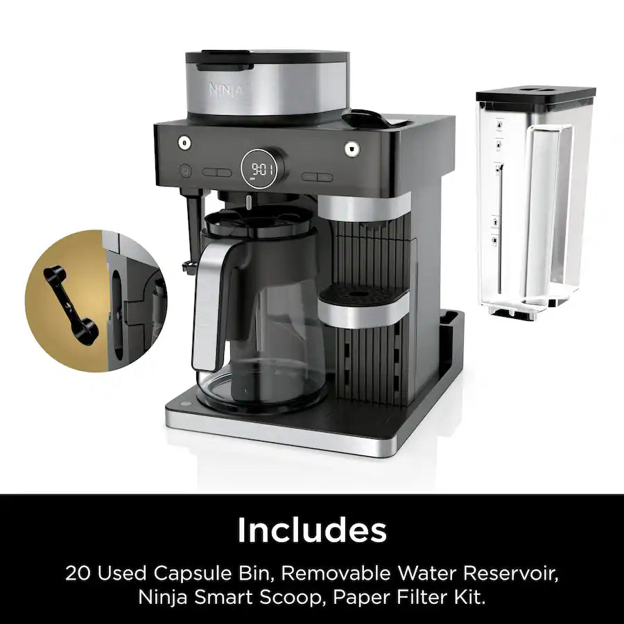 Ninja Espresso and Coffee Barista System, Single Serve and Nespresso, with 12-Cup Carafe - Black