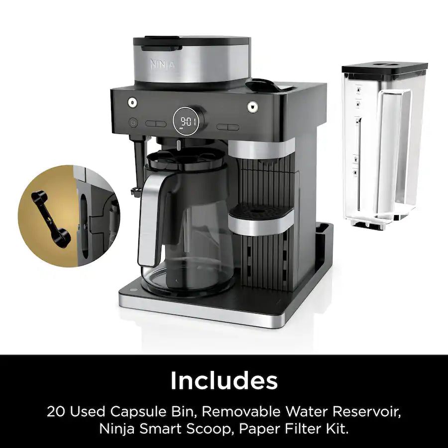 Ninja Espresso and Coffee Barista System, Single Serve and Nespresso, with 12-Cup Carafe - Black