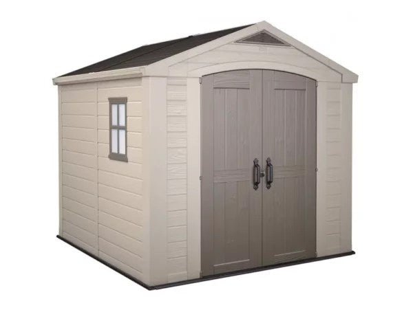 Keter Factor 8×8 ft. Resin Outdoor Storage Shed, Taupe-Brown (213563)