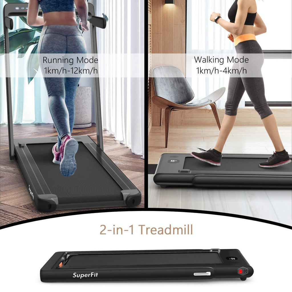 Goplus SuperFit 2-in-1 Folding Under-Desk Treadmill, 2.25 HP