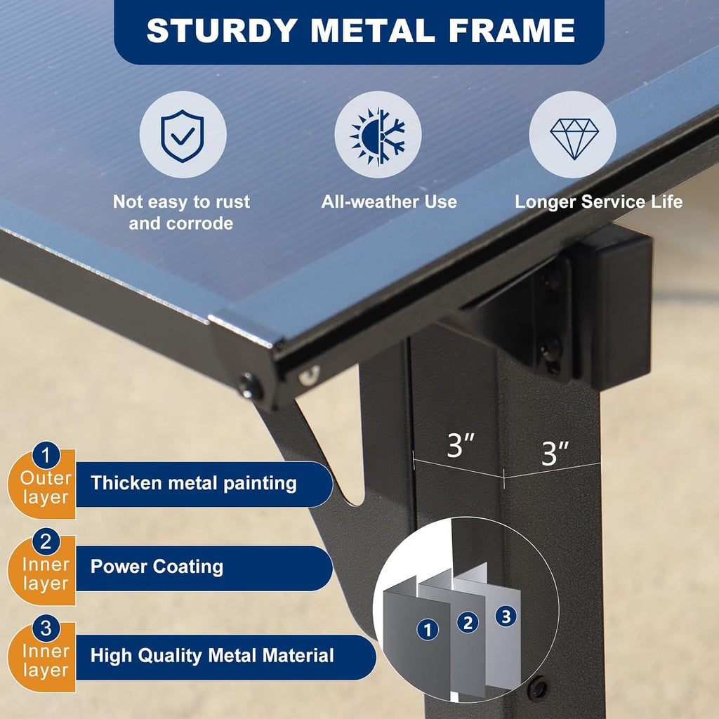 10 x 14 ft. Wall-Mounted Lean-To Gazebo with Polycarbonate Roof, Grey