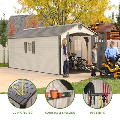 Lifetime 8 ft. × 20 ft. Outdoor Storage Shed, Desert Sand (60120)