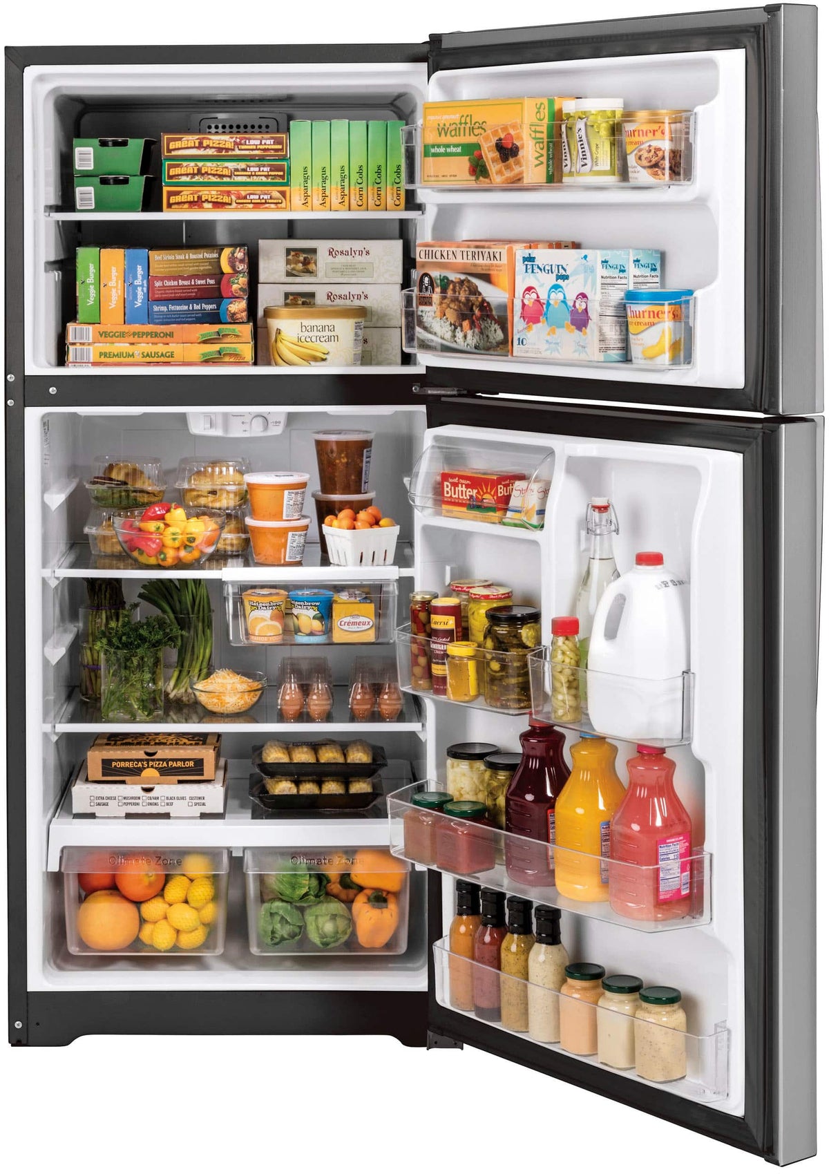 GE 21.9 Cu. Ft. Garage-Ready Top-Freezer Refrigerator, Stainless Steel