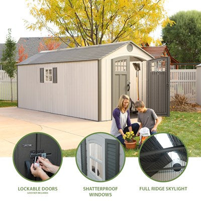 Lifetime 8 ft. × 20 ft. Outdoor Storage Shed, Desert Sand (60120)