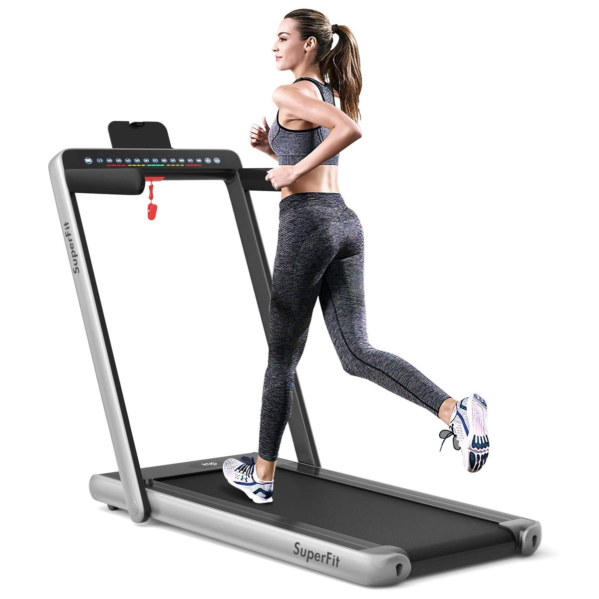 Goplus SuperFit 2-in-1 Folding Under-Desk Treadmill, 2.25 HP
