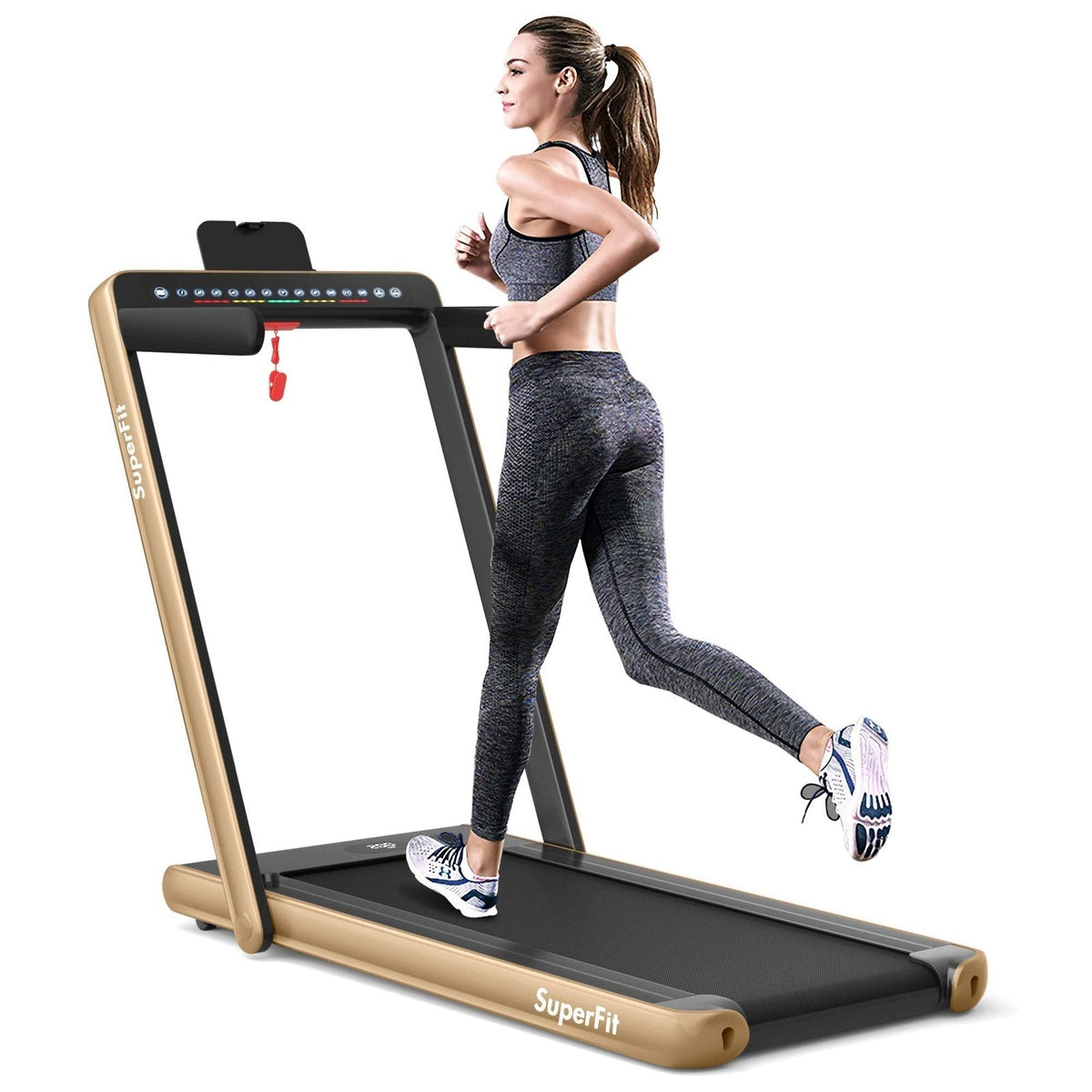 Goplus SuperFit 2-in-1 Folding Under-Desk Treadmill, 2.25 HP