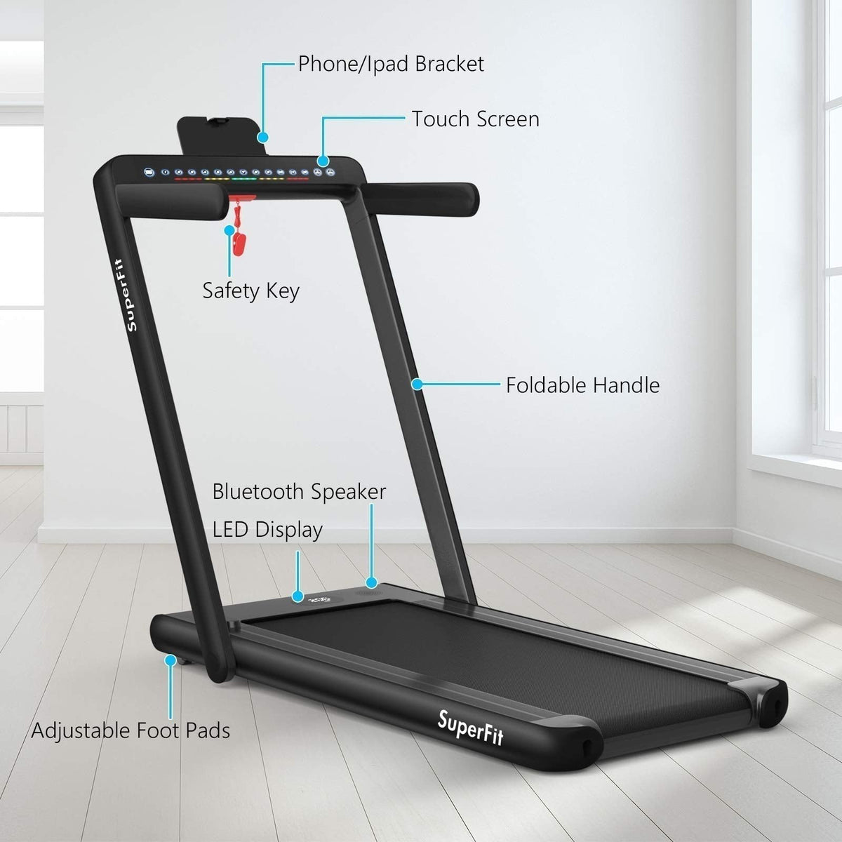 Goplus SuperFit 2-in-1 Folding Under-Desk Treadmill, 2.25 HP
