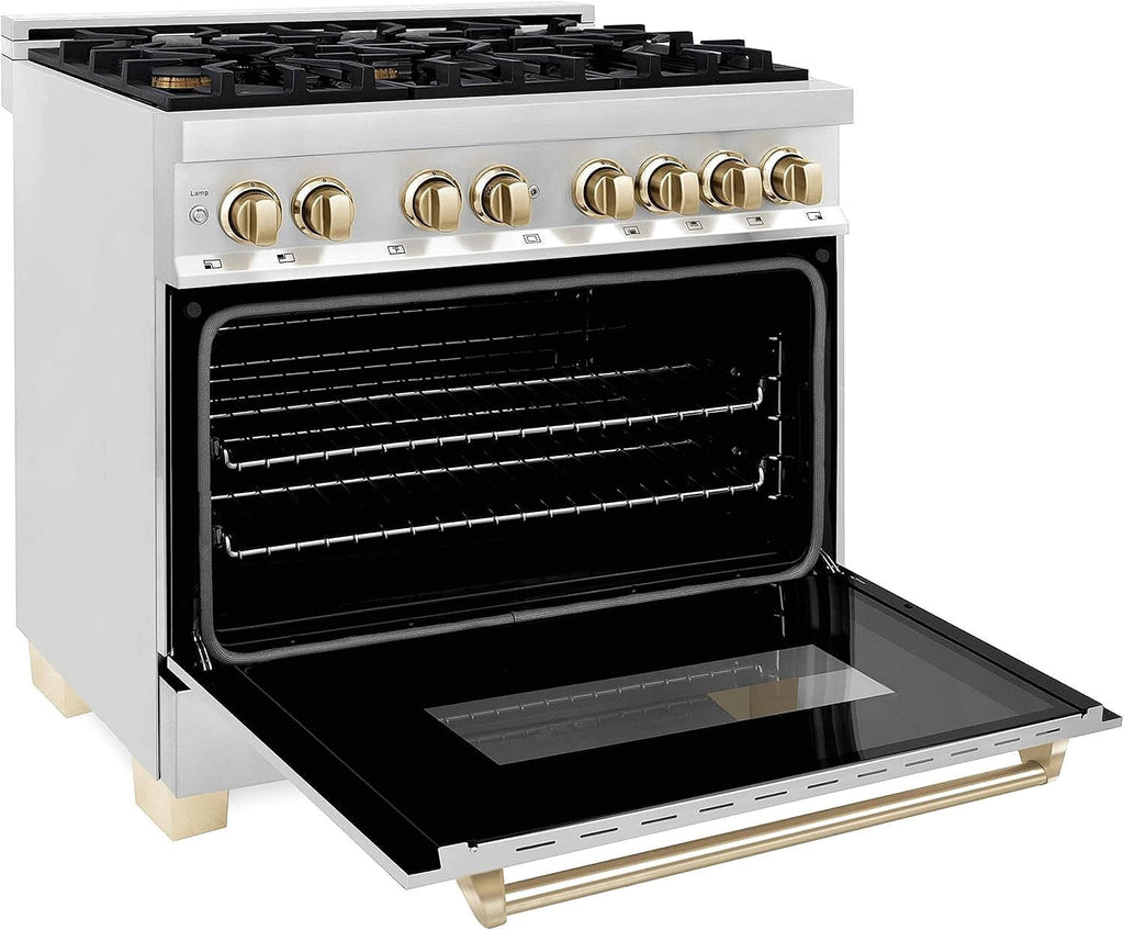 ZLINE Autograph Edition 36 in. Dual-Fuel Range with Gold Accents (RAZ-36-G)