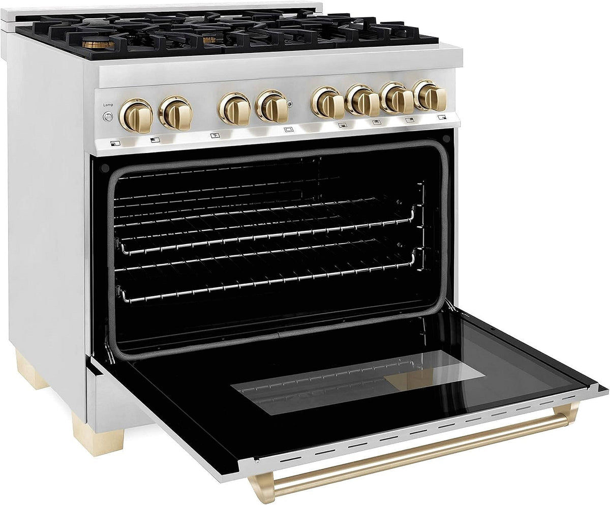 ZLINE Autograph Edition 36 in. Dual-Fuel Range with Gold Accents (RAZ-36-G)