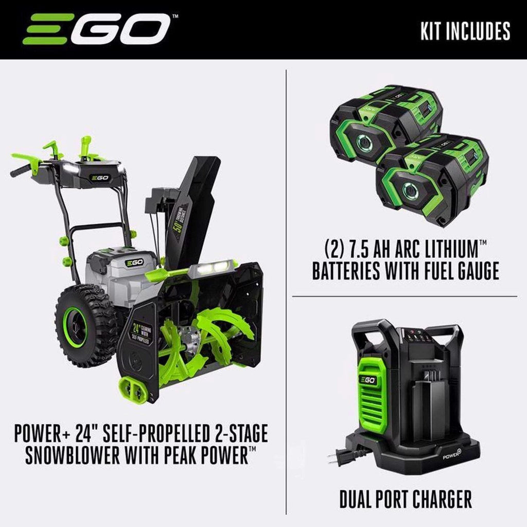 EGO Power+ SNT2405 24-Inch Two-Stage 56V Battery Snow Blower Kit with Two 7.5Ah Batteries and Charger