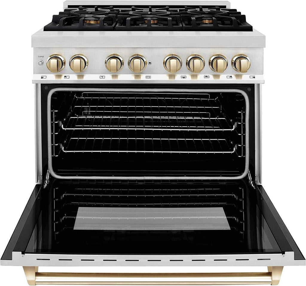 ZLINE Autograph Edition 36 in. Dual-Fuel Range with Gold Accents (RAZ-36-G)