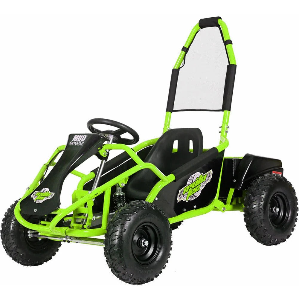 MotoTec Mud Monster Kids Electric 48v 1000w Go Kart Full Suspension Green