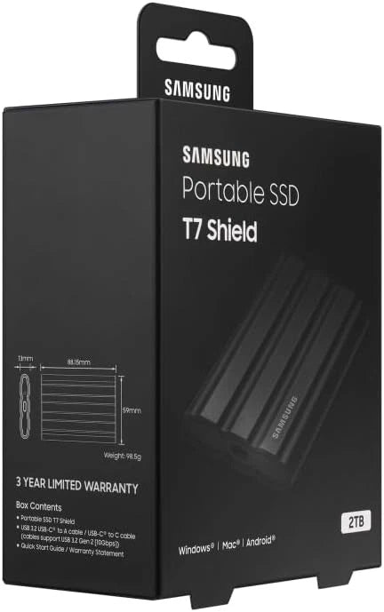 Samsung T7 Shield Portable SSD 2TB - USB 3.2 Gen.2 External SSD Black