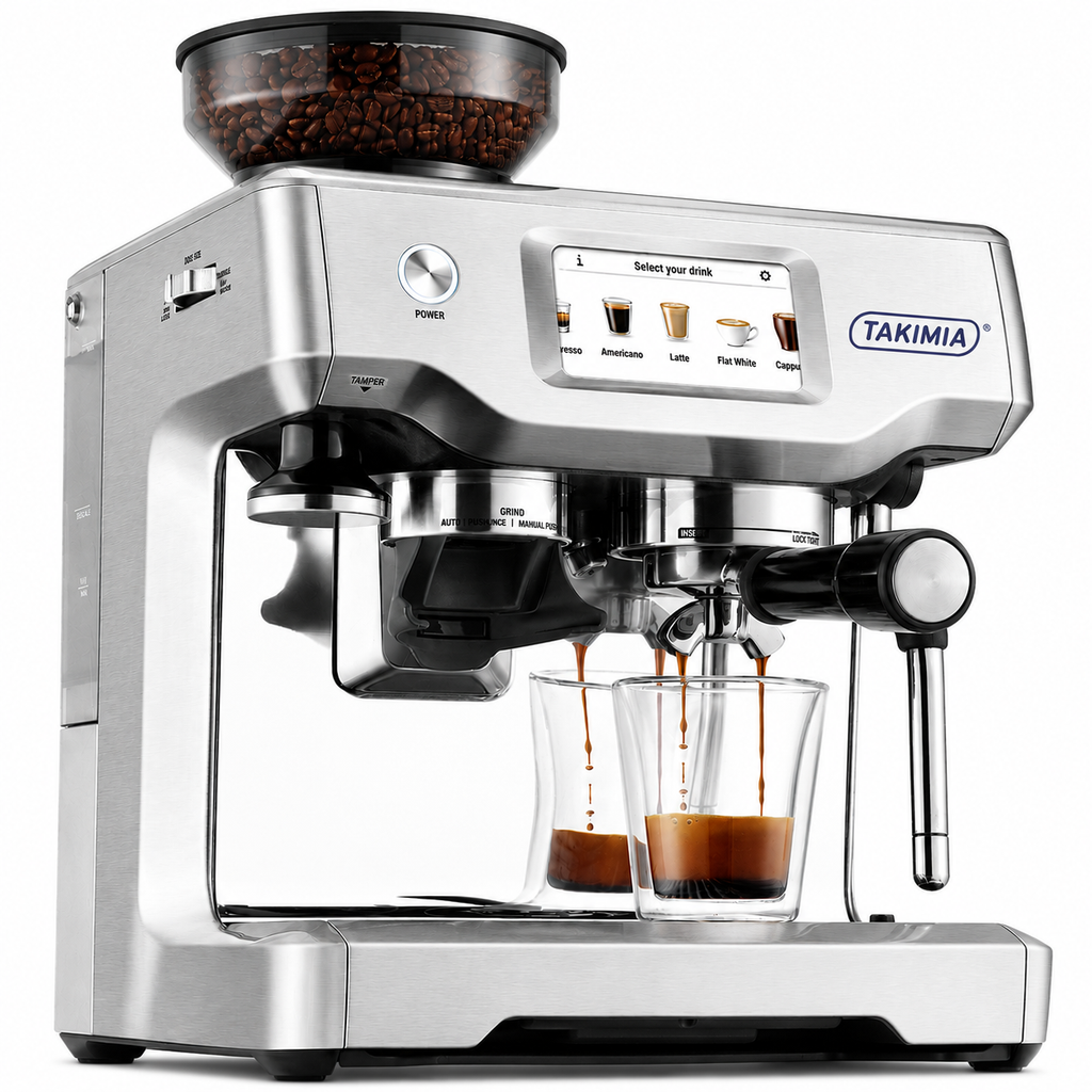 Takimia TouchBrew Espresso Machine - Touchscreen Bean-to-Cup System with Auto Milk