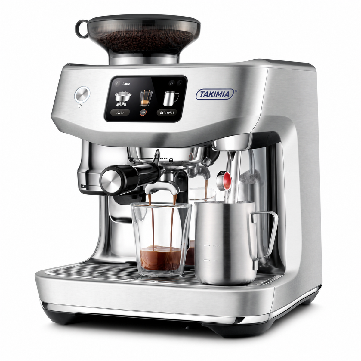 Takimia AeroJet Espresso Machine - Auto Grind Dose Tamp with Touchscreen Milk Settings