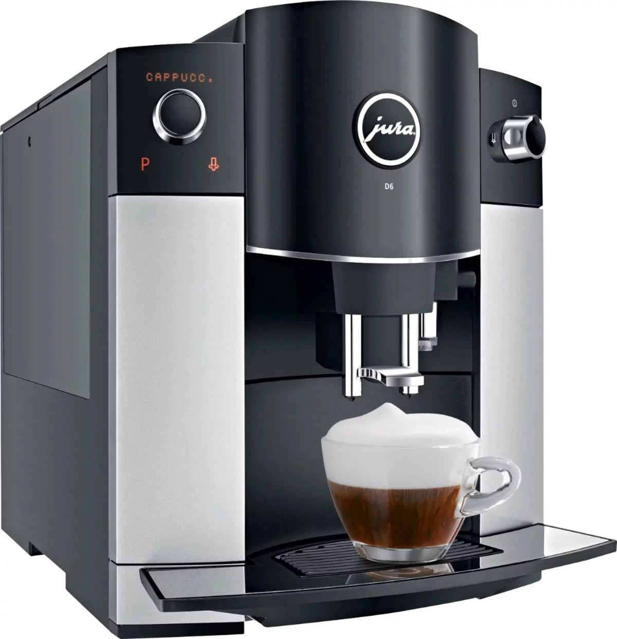 JURA D6 Automatic Coffee Machine & Espresso Maker – Platinum, One-Touch Cappuccino