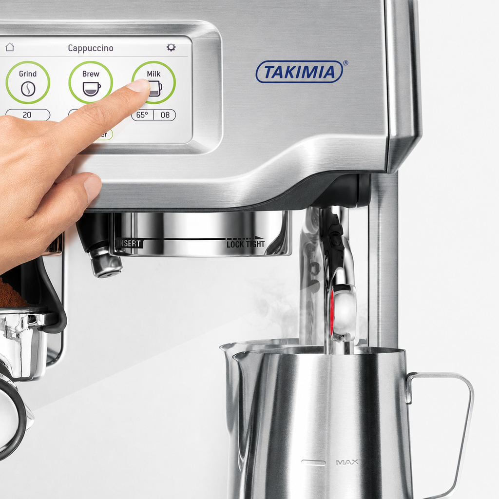 Takimia TouchBrew Espresso Machine - Touchscreen Bean-to-Cup System with Auto Milk