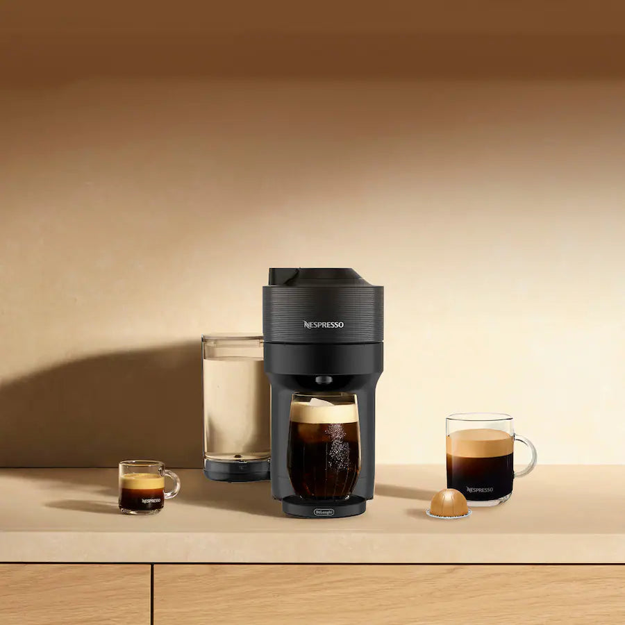 Nespresso Vertuo Pop+ Coffee and Espresso Maker by De'Longhi with Milk Frother, Liquorice Black