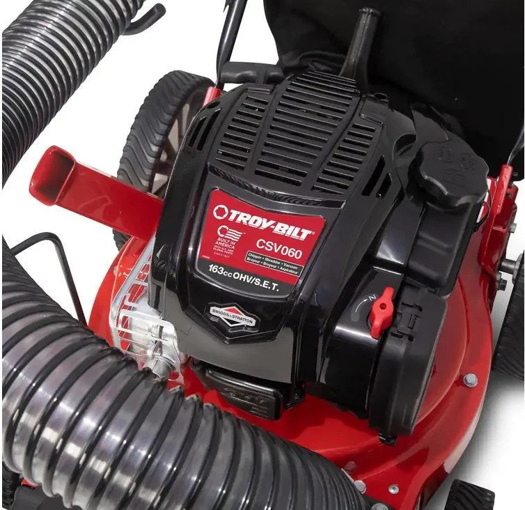 Troy-Bilt 24 in. Leaf Vacuum Head 1.5 in. Chipping Capacity Gas Powered Chipper Shredder Vacuum with High Rear Wheels