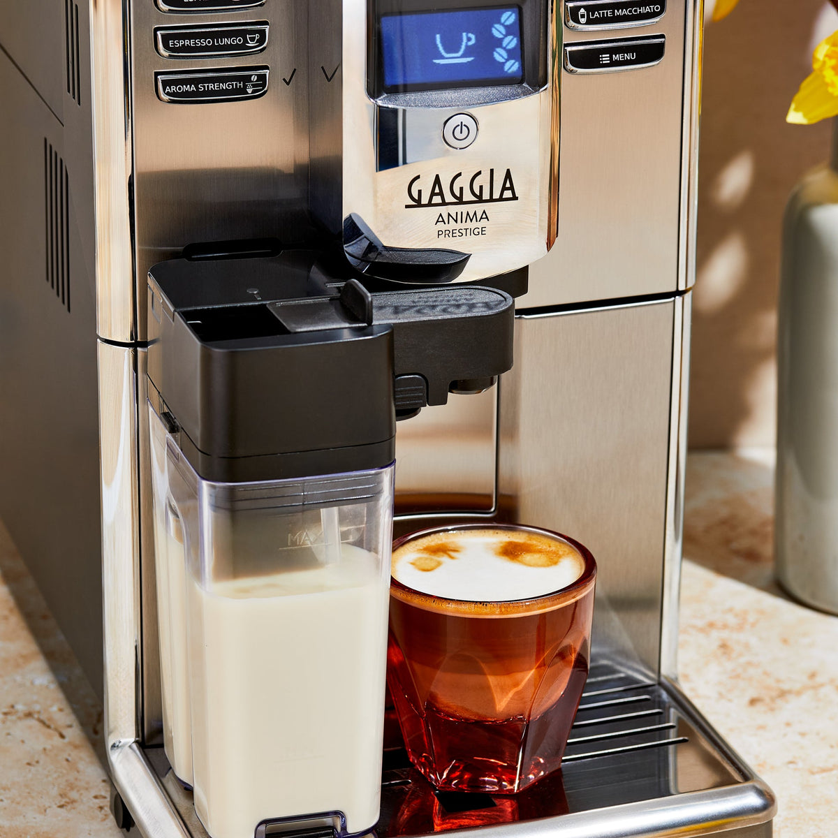 Gaggia Anima Prestige Super-Automatic Espresso Machine – One-Touch Cappuccino & Latte Macchiato, Stainless Steel
