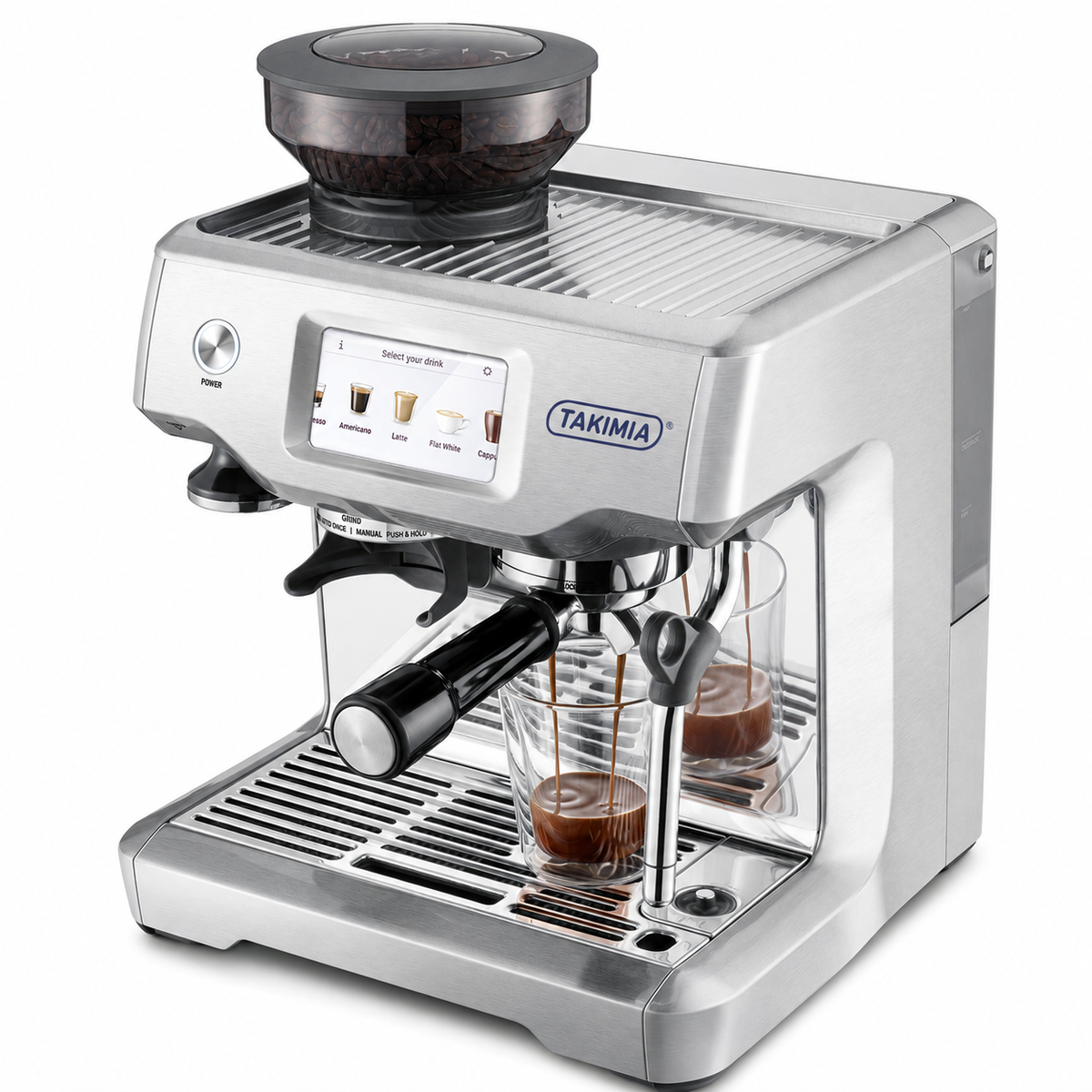 Takimia TouchBrew Espresso Machine - Touchscreen Bean-to-Cup System with Auto Milk