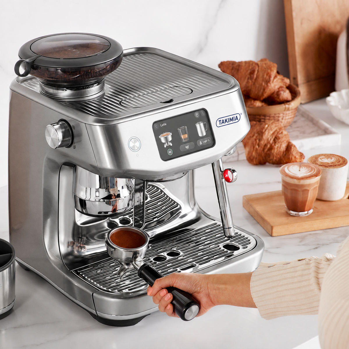 Takimia AeroJet Espresso Machine - Auto Grind Dose Tamp with Touchscreen Milk Settings