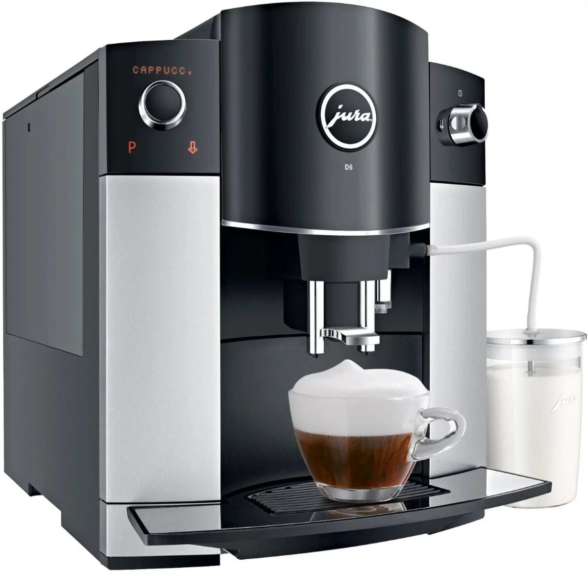 JURA D6 Automatic Coffee Machine & Espresso Maker – Platinum, One-Touch Cappuccino