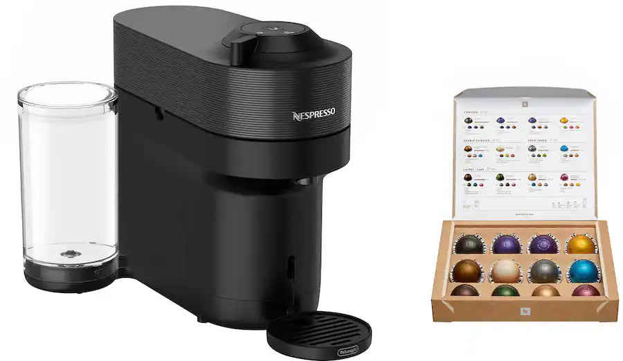 Nespresso Vertuo Pop+ Coffee and Espresso Maker by De'Longhi with Milk Frother, Liquorice Black