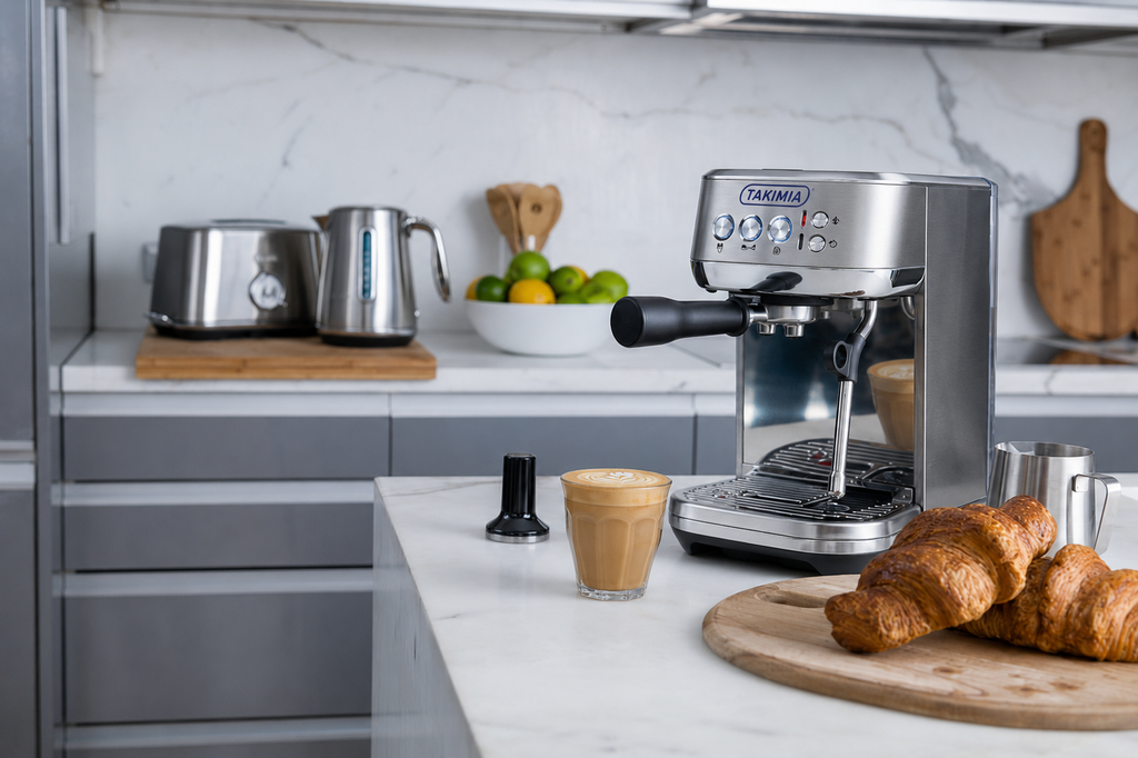 Takimia Compacta Plus Espresso Machine - Compact Automatic Steam Wand with Rapid Heat-Up